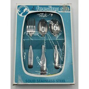 Sanitoy NIB 3 Pc Feeding Set Stainless Steel Made in Korea VINTAGE